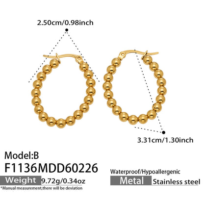 Round Shape Twisted Hoop Earrings on display, 18K gold plated stainless steel jewelry
