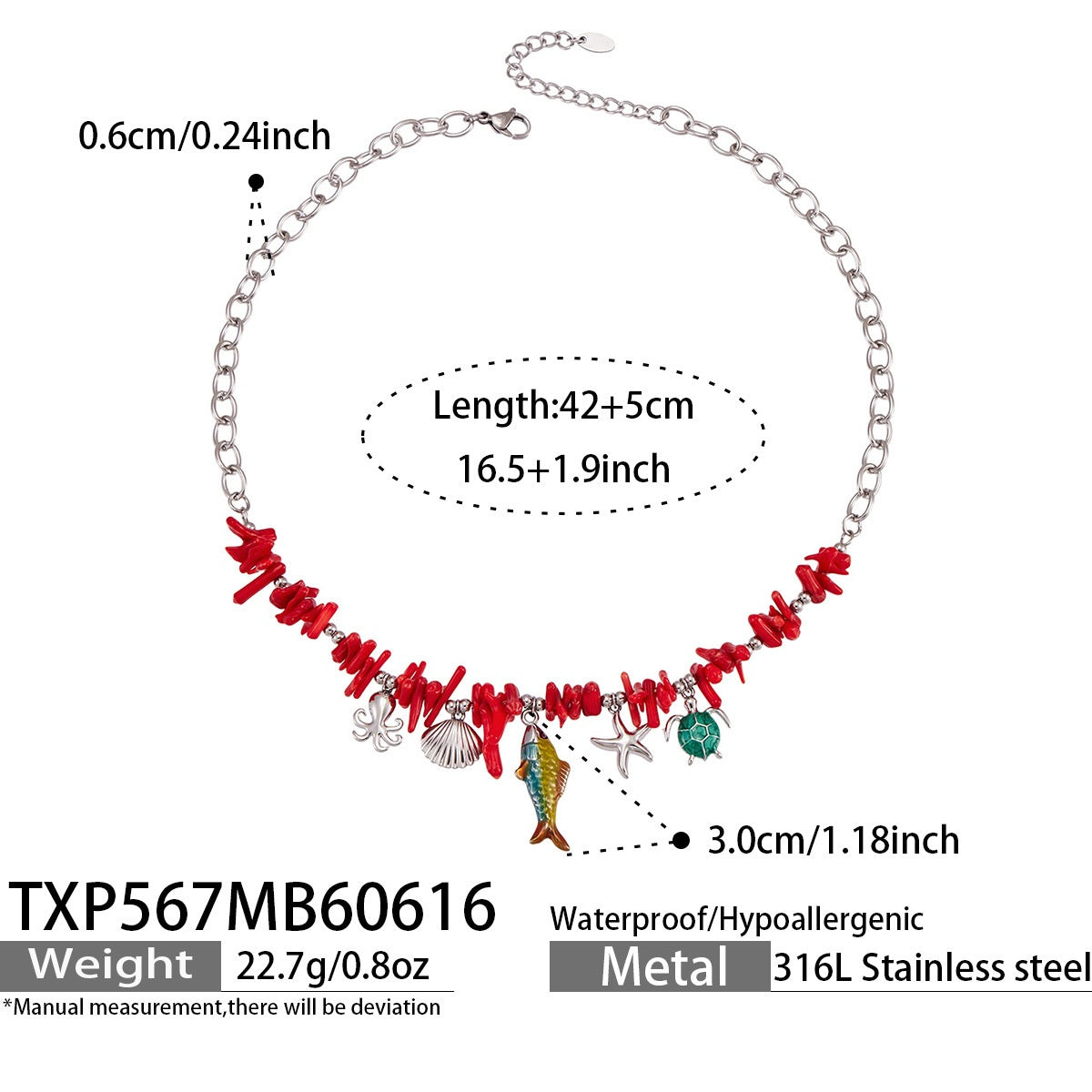 316L Stainless Steel 18K Gold PVD Ocean Animal Multi-Pendant Bracelet - Ocean Multi-Pendant Steel Gold Bracelet Turtle Starfish Wholesale Stainless Steel Jewelry - Sensitive Skin Friendly - Detail 7