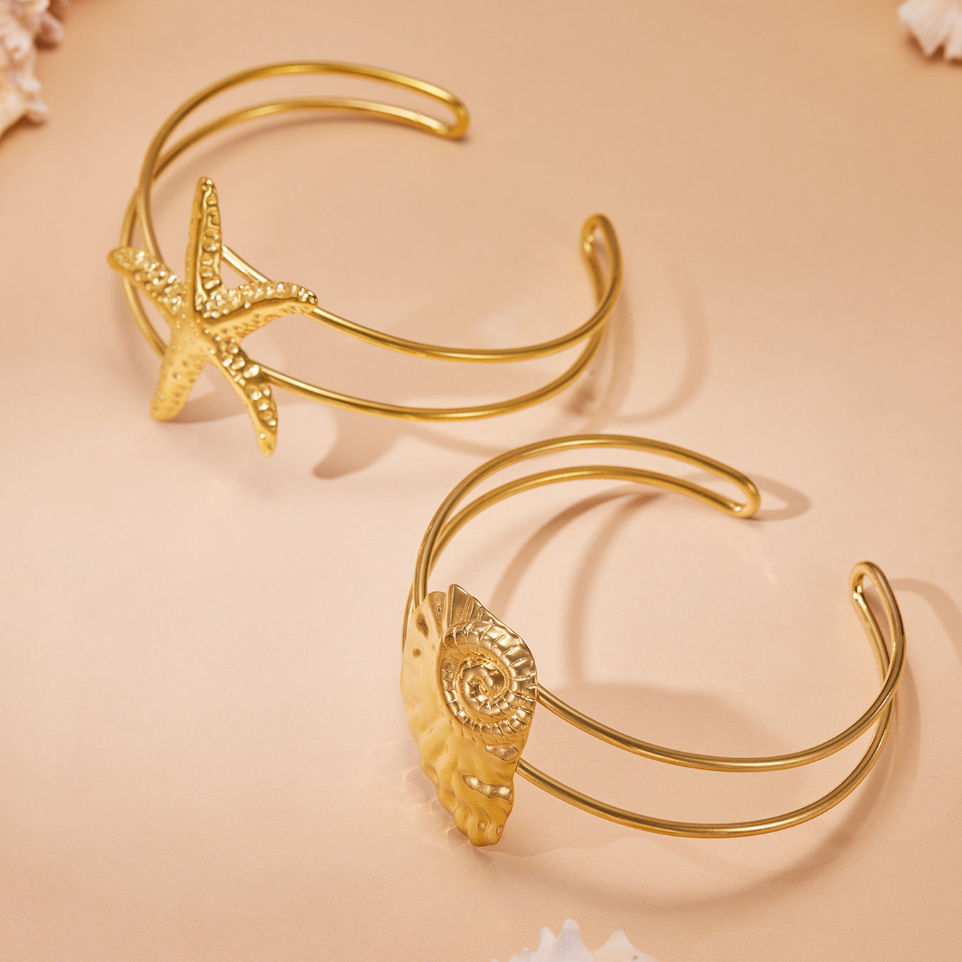 316L Stainless Steel 18K Gold PVD Ocean Star Sea Shell Bracelet - Ocean Star, Seashell, Summer Bracelet Wholesale Stainless Steel Jewelry - Sensitive Skin Friendly - Detail 11