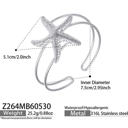 316L Stainless Steel 18K Gold PVD Ocean Star Sea Shell Bracelet - Ocean Star, Seashell, Summer Bracelet Wholesale Stainless Steel Jewelry - Sensitive Skin Friendly - Detail 7