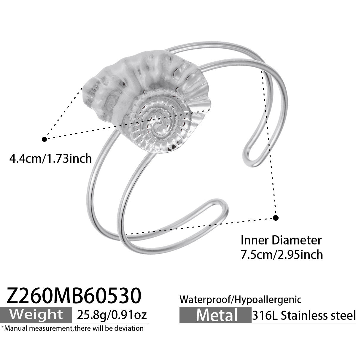 316L Stainless Steel 18K Gold PVD Ocean Star Sea Shell Bracelet - Ocean Star, Seashell, Summer Bracelet Wholesale Stainless Steel Jewelry - Sensitive Skin Friendly - Detail 8