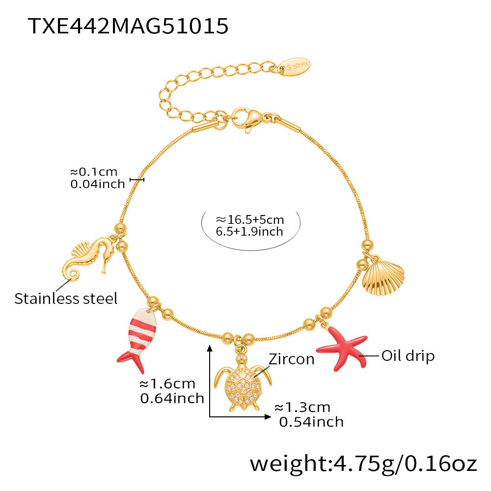 316L Stainless Steel 18K Gold PVD Octopus Starfish DIY Pendant Jewelry Set - Octopus Pendant Starfish Design Coruscating Gold Plating Wholesale Stainless Steel Jewelry - Sensitive Skin Friendly - Detail 1