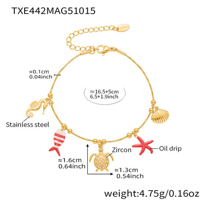 316L Stainless Steel 18K Gold PVD Octopus Starfish DIY Pendant Jewelry Set - Octopus Pendant Starfish Design Coruscating Gold Plating Wholesale Stainless Steel Jewelry - Sensitive Skin Friendly - Detail 1