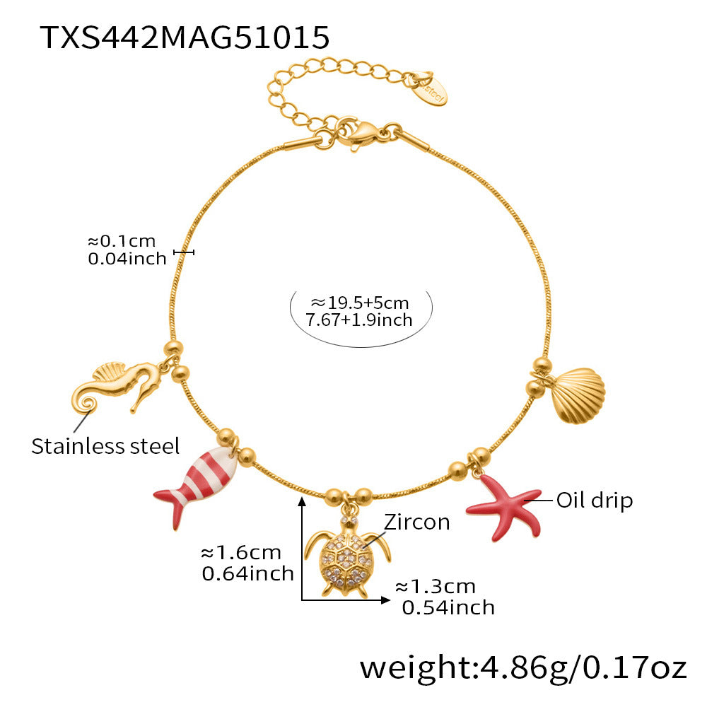 316L Stainless Steel 18K Gold PVD Octopus Starfish DIY Pendant Jewelry Set - Octopus Pendant Starfish Design Coruscating Gold Plating Wholesale Stainless Steel Jewelry - Sensitive Skin Friendly - Detail 16