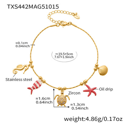 316L Stainless Steel 18K Gold PVD Octopus Starfish DIY Pendant Jewelry Set - Octopus Pendant Starfish Design Coruscating Gold Plating Wholesale Stainless Steel Jewelry - Sensitive Skin Friendly - Detail 16
