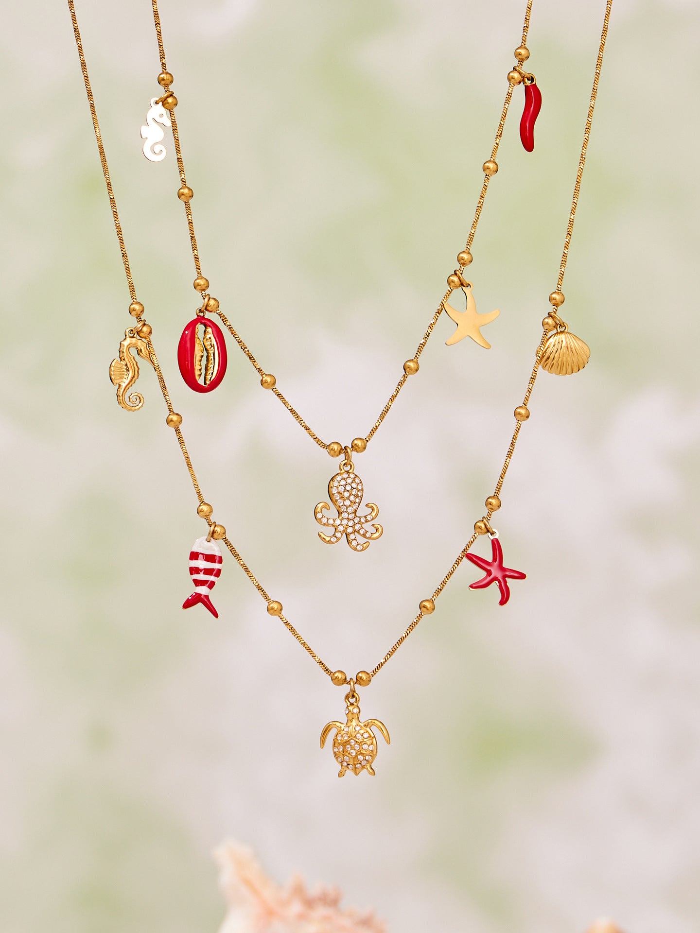316L Stainless Steel 18K Gold PVD Octopus Starfish DIY Pendant Jewelry Set - Octopus Pendant Starfish Design Coruscating Gold Plating Wholesale Stainless Steel Jewelry - Sensitive Skin Friendly - Detail 17