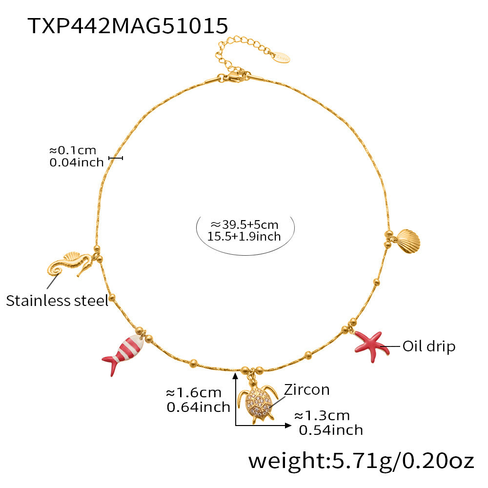 316L Stainless Steel 18K Gold PVD Octopus Starfish DIY Pendant Jewelry Set - Octopus Pendant Starfish Design Coruscating Gold Plating Wholesale Stainless Steel Jewelry - Sensitive Skin Friendly - Detail 2
