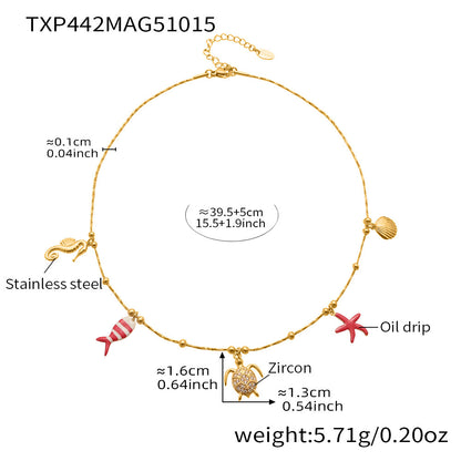 316L Stainless Steel 18K Gold PVD Octopus Starfish DIY Pendant Jewelry Set - Octopus Pendant Starfish Design Coruscating Gold Plating Wholesale Stainless Steel Jewelry - Sensitive Skin Friendly - Detail 2