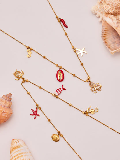 316L Stainless Steel 18K Gold PVD Octopus Starfish DIY Pendant Jewelry Set - Octopus Pendant Starfish Design Coruscating Gold Plating Wholesale Stainless Steel Jewelry - Sensitive Skin Friendly - Detail 20