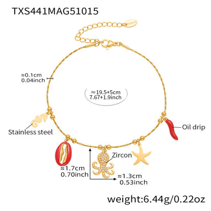 316L Stainless Steel 18K Gold PVD Octopus Starfish DIY Pendant Jewelry Set - Octopus Pendant Starfish Design Coruscating Gold Plating Wholesale Stainless Steel Jewelry - Sensitive Skin Friendly - Detail 23