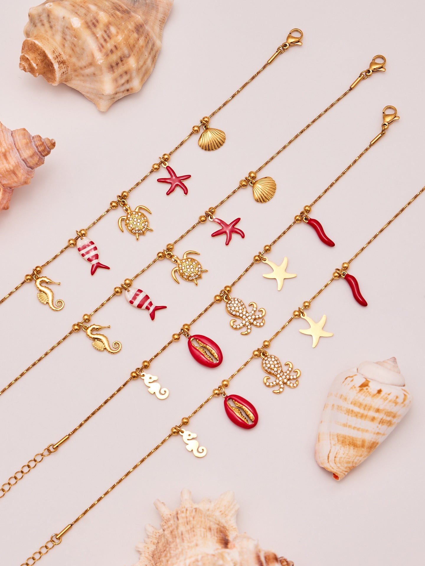 316L Stainless Steel 18K Gold PVD Octopus Starfish DIY Pendant Jewelry Set - Octopus Pendant Starfish Design Coruscating Gold Plating Wholesale Stainless Steel Jewelry - Sensitive Skin Friendly - Detail 7