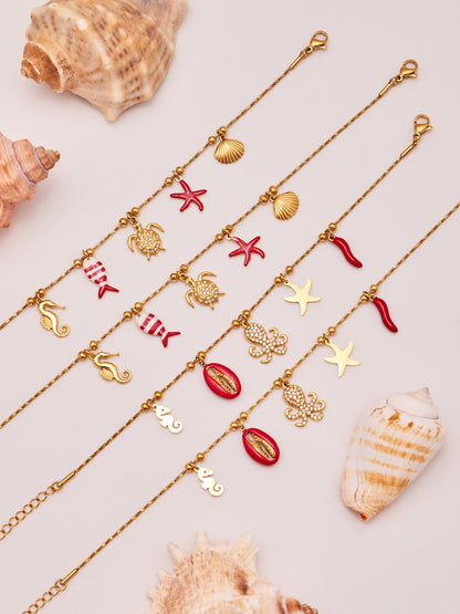 316L Stainless Steel 18K Gold PVD Octopus Starfish DIY Pendant Jewelry Set - Octopus Pendant Starfish Design Coruscating Gold Plating Wholesale Stainless Steel Jewelry - Sensitive Skin Friendly - Detail 7