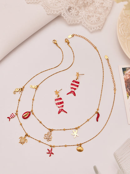 316L Stainless Steel 18K Gold PVD Octopus Starfish DIY Pendant Jewelry Set - Octopus Pendant Starfish Design Coruscating Gold Plating Wholesale Stainless Steel Jewelry - Sensitive Skin Friendly - Detail 8