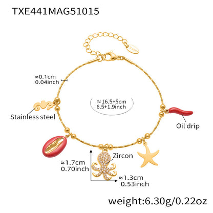 316L Stainless Steel 18K Gold PVD Octopus Starfish DIY Pendant Jewelry Set - Octopus Pendant Starfish Design Coruscating Gold Plating Wholesale Stainless Steel Jewelry - Sensitive Skin Friendly - Detail 9