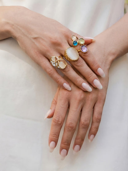 316L Stainless Steel 18K Gold PVD Open Hollow Cat Eye Stone Ring - Open Hollow Cat Eye Stone Gold Ring Wholesale Stainless Steel Jewelry - Sensitive Skin Friendly - Detail 15