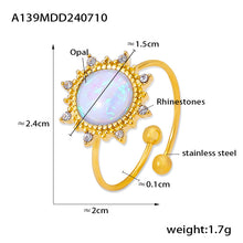 316L Stainless Steel 18K Gold PVD Open Ring with Elliptical, Teardrop and Round Gemstone-Inspired Design - Gold Open Ring Elliptical Teardrop Round Gemstone-Inspired Wholesale Stainless Steel Jewelry - Sensitive Skin Friendly - Detail 1