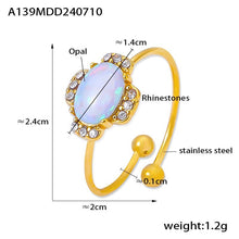 316L Stainless Steel 18K Gold PVD Open Ring with Elliptical, Teardrop and Round Gemstone-Inspired Design - Gold Open Ring Elliptical Teardrop Round Gemstone-Inspired Wholesale Stainless Steel Jewelry - Sensitive Skin Friendly - Detail 9