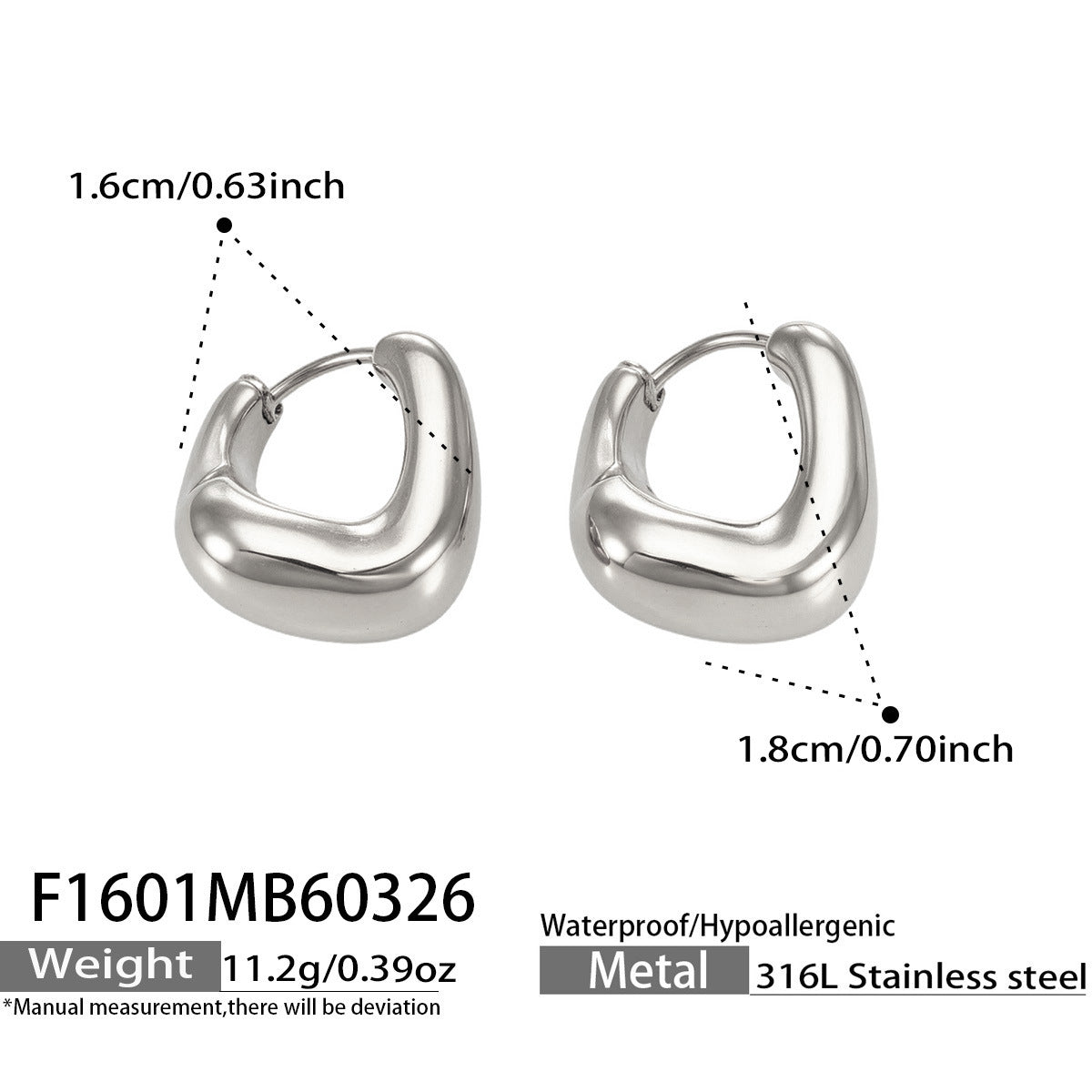 316L stainless steel 18K Gold PVD Oval Huggie Hoop Earrings flat lay display for wholesale earrings buyers