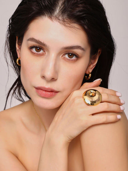 316L Stainless Steel 18K Gold PVD Oversized Spiral Open Adjustable Ring - Oversized Spiral Open Adjustable Ring Wholesale Stainless Steel Jewelry - Sensitive Skin Friendly - Detail 5