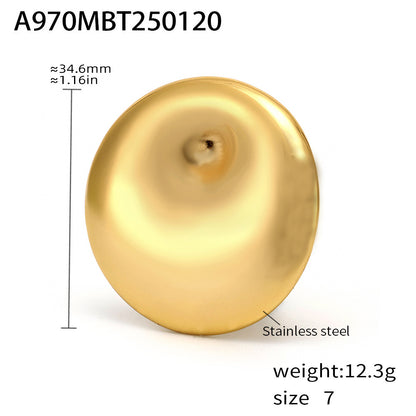 316L Stainless Steel 18K Gold PVD Oversized Spiral Open Adjustable Ring - Oversized Spiral Open Adjustable Ring Wholesale Stainless Steel Jewelry - Sensitive Skin Friendly - Detail 6