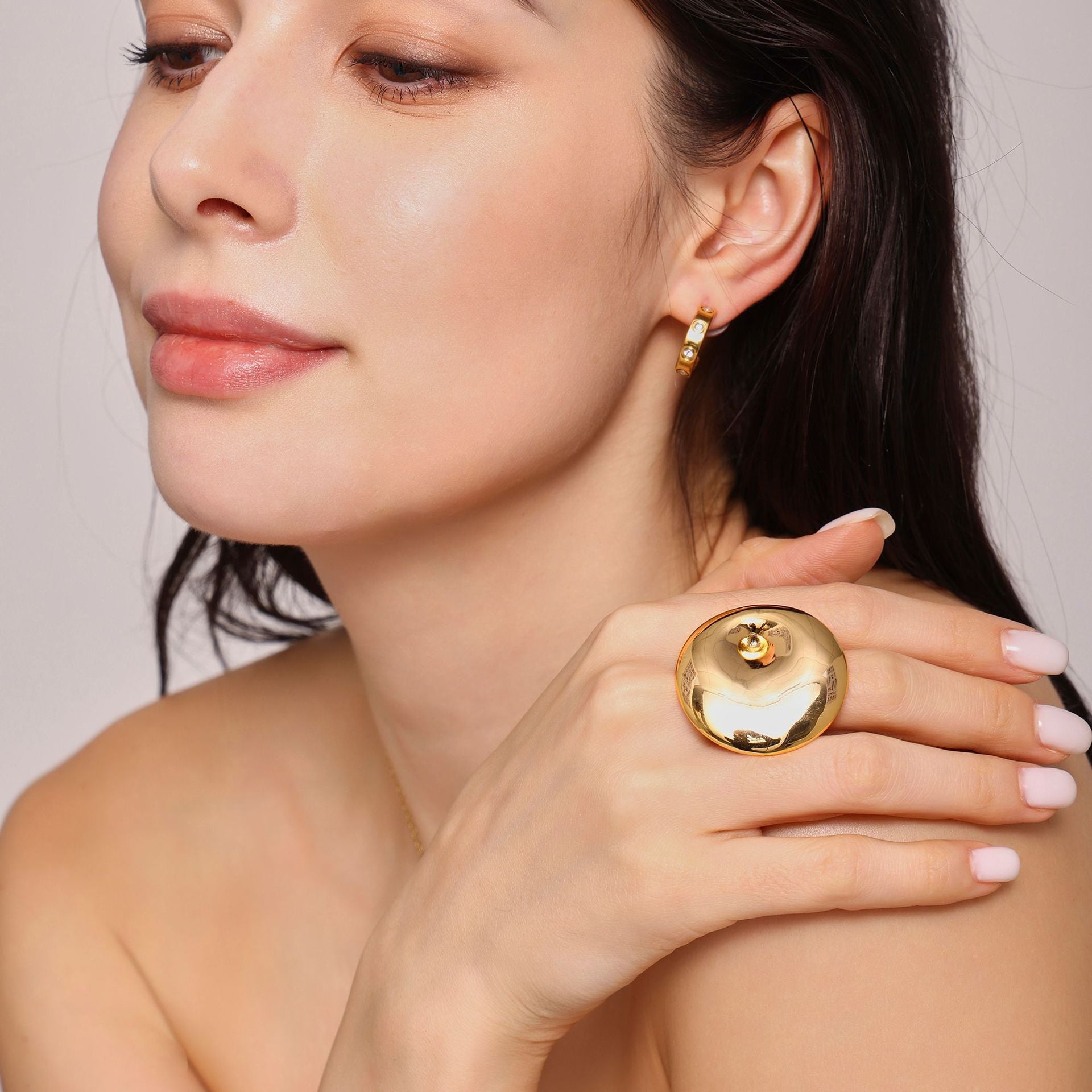 316L Stainless Steel 18K Gold PVD Oversized Spiral Open Adjustable Ring - Oversized Spiral Open Adjustable Ring Wholesale Stainless Steel Jewelry - Sensitive Skin Friendly - Detail 7