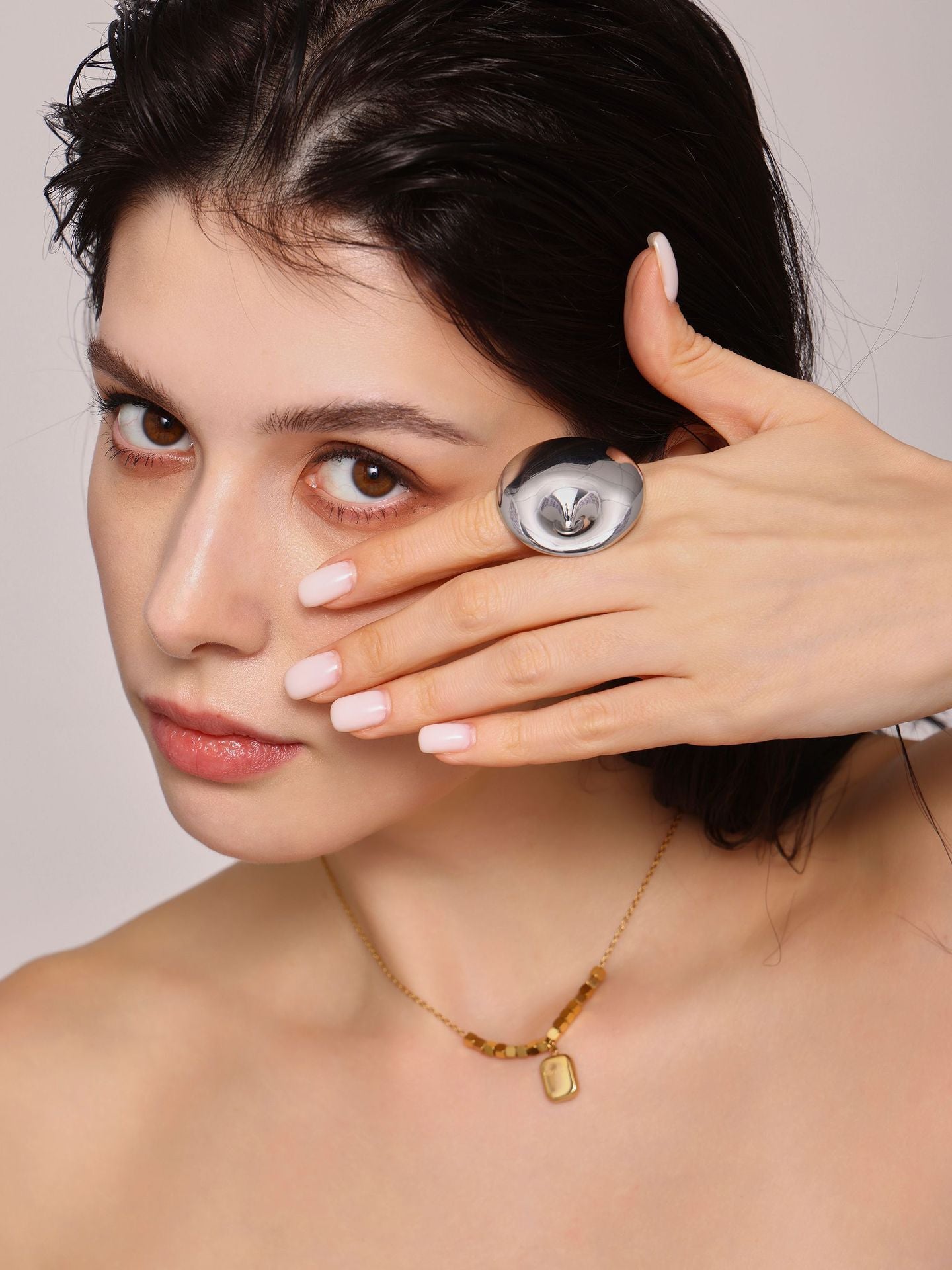 316L Stainless Steel 18K Gold PVD Oversized Spiral Open Adjustable Ring - Oversized Spiral Open Adjustable Ring Wholesale Stainless Steel Jewelry - Sensitive Skin Friendly - Detail 8
