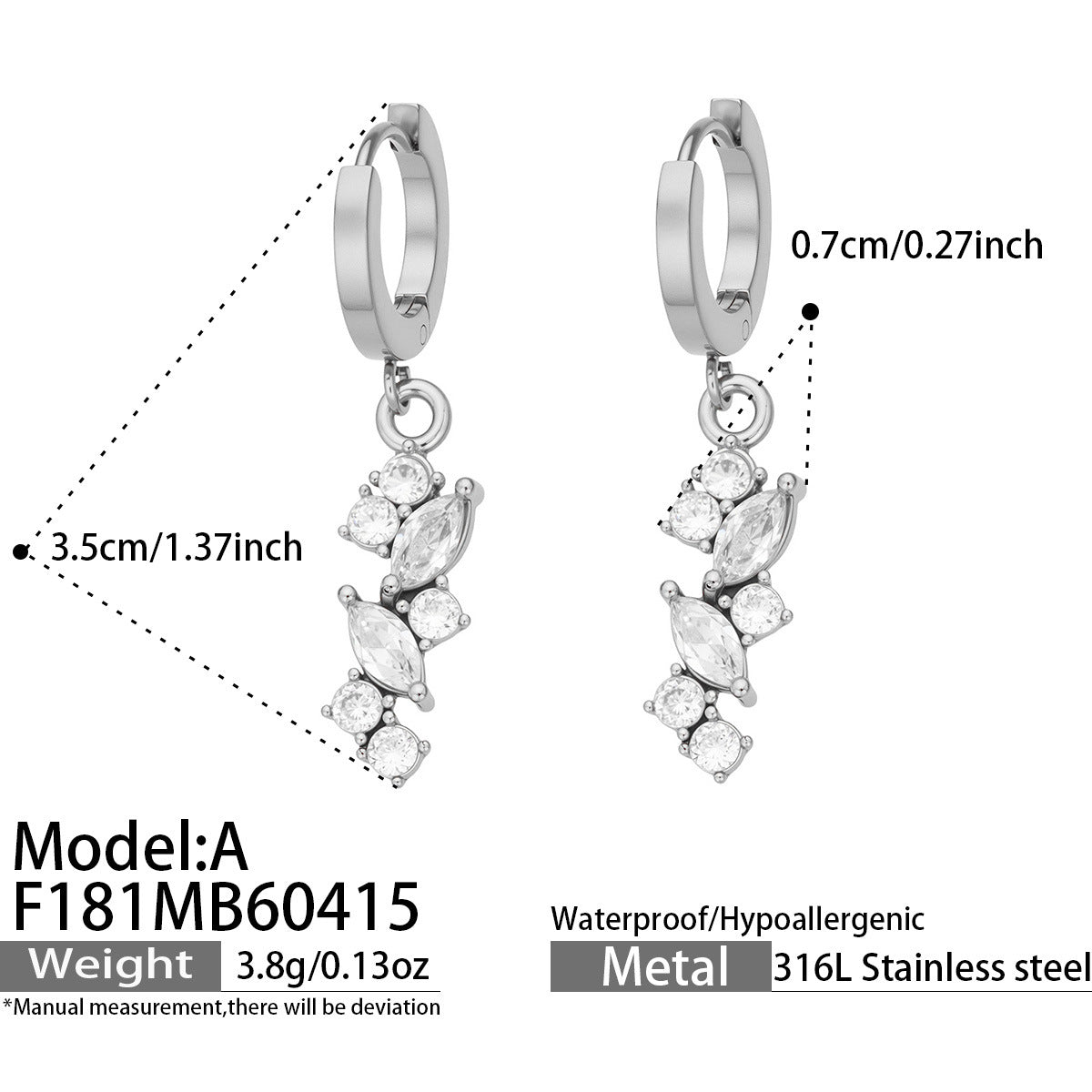 316L Stainless Steel 18K Gold PVD Pave Zircon Hoop Earrings - Pave Zircon, Hoop Earrings, Elegant, Modern, Unique Design Wholesale Stainless Steel Jewelry - Sensitive Skin Friendly - Detail 10