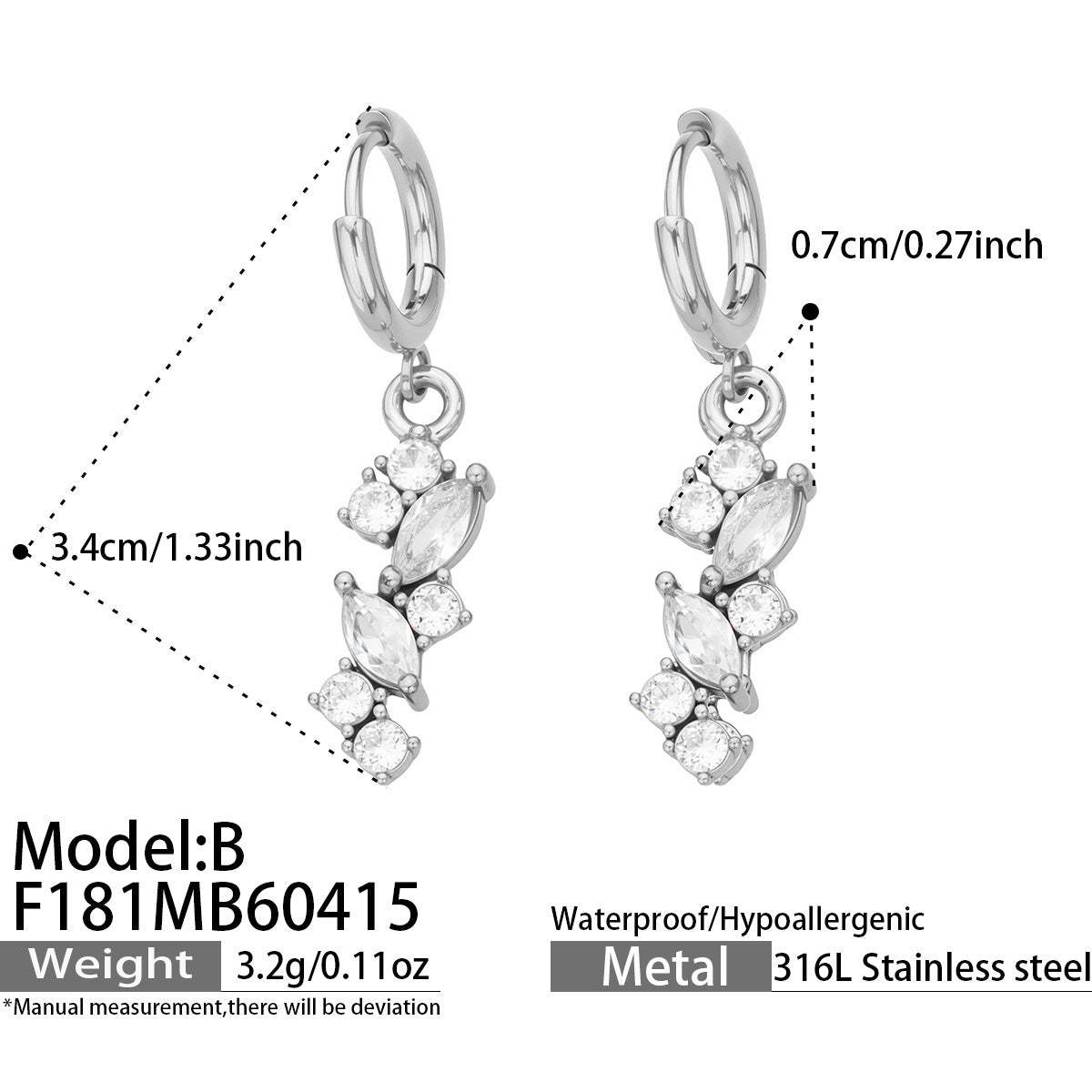 316L Stainless Steel 18K Gold PVD Pave Zircon Hoop Earrings - Pave Zircon, Hoop Earrings, Elegant, Modern, Unique Design Wholesale Stainless Steel Jewelry - Sensitive Skin Friendly - Detail 11