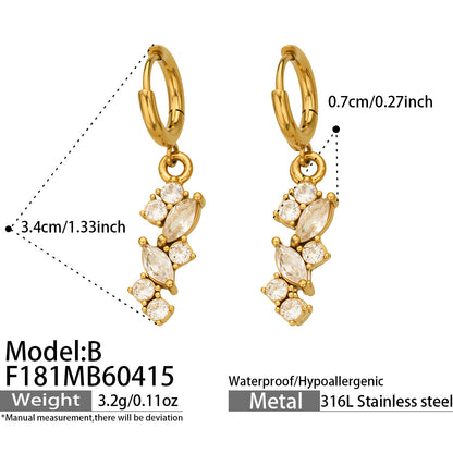 316L Stainless Steel 18K Gold PVD Pave Zircon Hoop Earrings - Pave Zircon, Hoop Earrings, Elegant, Modern, Unique Design Wholesale Stainless Steel Jewelry - Sensitive Skin Friendly - Detail 13