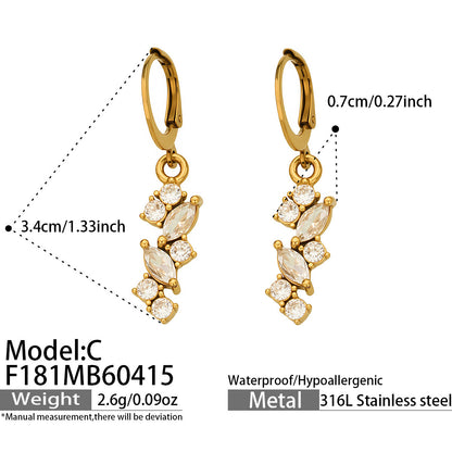 316L Stainless Steel 18K Gold PVD Pave Zircon Hoop Earrings - Pave Zircon, Hoop Earrings, Elegant, Modern, Unique Design Wholesale Stainless Steel Jewelry - Sensitive Skin Friendly - Detail 14