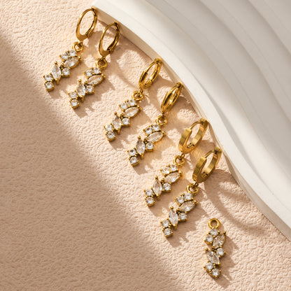 316L Stainless Steel 18K Gold PVD Pave Zircon Hoop Earrings - Pave Zircon, Hoop Earrings, Elegant, Modern, Unique Design Wholesale Stainless Steel Jewelry - Sensitive Skin Friendly - Detail 15