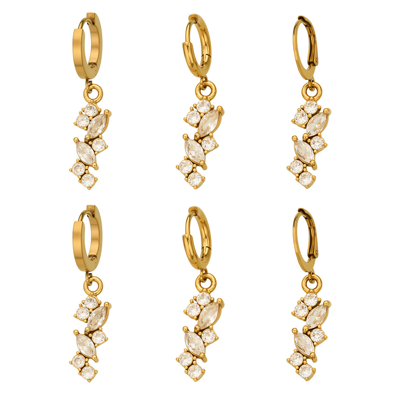 316L Stainless Steel 18K Gold PVD Pave Zircon Hoop Earrings - Pave Zircon, Hoop Earrings, Elegant, Modern, Unique Design Wholesale Stainless Steel Jewelry - Sensitive Skin Friendly - Detail 2