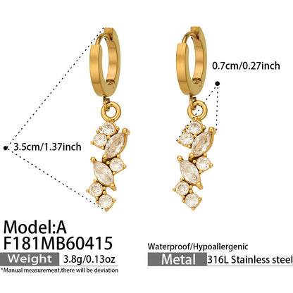 316L Stainless Steel 18K Gold PVD Pave Zircon Hoop Earrings - Pave Zircon, Hoop Earrings, Elegant, Modern, Unique Design Wholesale Stainless Steel Jewelry - Sensitive Skin Friendly - Detail 3