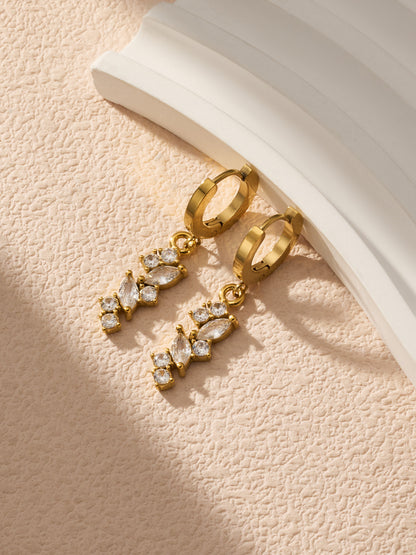 316L Stainless Steel 18K Gold PVD Pave Zircon Hoop Earrings - Pave Zircon, Hoop Earrings, Elegant, Modern, Unique Design Wholesale Stainless Steel Jewelry - Sensitive Skin Friendly - Detail 5