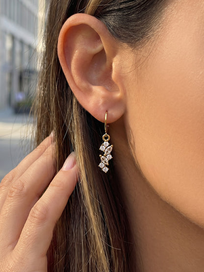 316L Stainless Steel 18K Gold PVD Pave Zircon Hoop Earrings - Pave Zircon, Hoop Earrings, Elegant, Modern, Unique Design Wholesale Stainless Steel Jewelry - Sensitive Skin Friendly - Detail 6