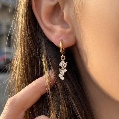 316L Stainless Steel 18K Gold PVD Pave Zircon Hoop Earrings - Pave Zircon, Hoop Earrings, Elegant, Modern, Unique Design Wholesale Stainless Steel Jewelry - Sensitive Skin Friendly - Detail 8