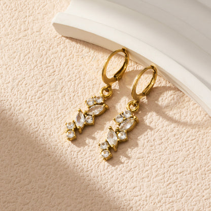 316L Stainless Steel 18K Gold PVD Pave Zircon Hoop Earrings - Pave Zircon, Hoop Earrings, Elegant, Modern, Unique Design Wholesale Stainless Steel Jewelry - Sensitive Skin Friendly - Detail 9