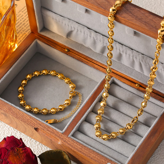 316L Stainless Steel 18K Gold PVD Pearl Multi-Layer Design Necklace - Pearl Multi-Layer Minimalist Gold Necklace Wholesale Stainless Steel Jewelry - Sensitive Skin Friendly - Detail 1
