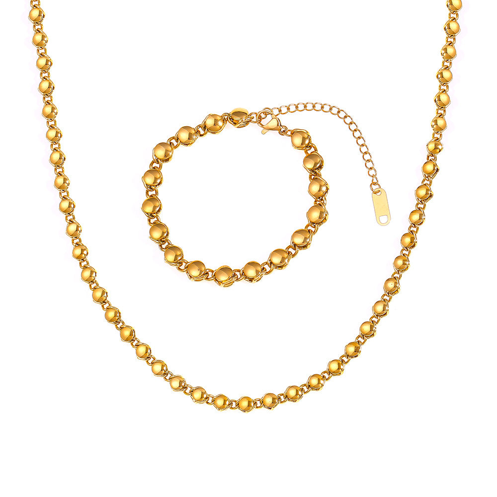 316L Stainless Steel 18K Gold PVD Pearl Multi-Layer Design Necklace - Pearl Multi-Layer Minimalist Gold Necklace Wholesale Stainless Steel Jewelry - Sensitive Skin Friendly - Detail 2