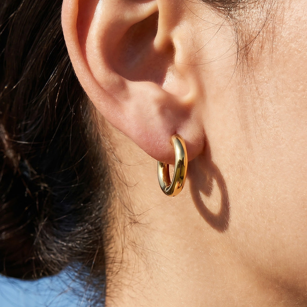 316L Stainless Steel 18K Gold PVD Pearl Round Earrings - Vintage Gold Round Pearl Minimalist Wholesale Stainless Steel Jewelry - Sensitive Skin Friendly - Detail 1