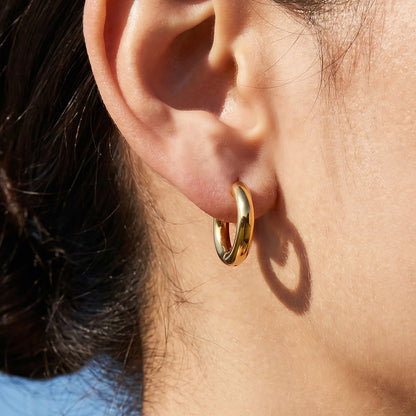 316L Stainless Steel 18K Gold PVD Pearl Round Earrings - Vintage Gold Round Pearl Minimalist Wholesale Stainless Steel Jewelry - Sensitive Skin Friendly - Detail 1