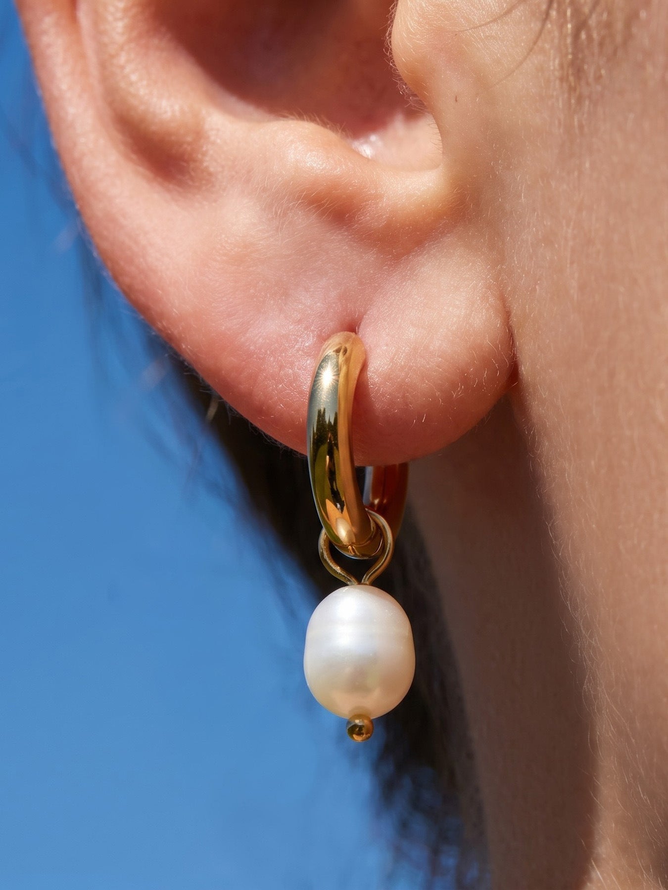 316L Stainless Steel 18K Gold PVD Pearl Round Earrings - Vintage Gold Round Pearl Minimalist Wholesale Stainless Steel Jewelry - Sensitive Skin Friendly - Detail 17