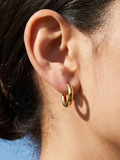 316L Stainless Steel 18K Gold PVD Pearl Round Earrings - Vintage Gold Round Pearl Minimalist Wholesale Stainless Steel Jewelry - Sensitive Skin Friendly - Detail 18