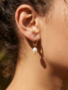 316L Stainless Steel 18K Gold PVD Pearl Round Earrings - Vintage Gold Round Pearl Minimalist Wholesale Stainless Steel Jewelry - Sensitive Skin Friendly - Detail 19