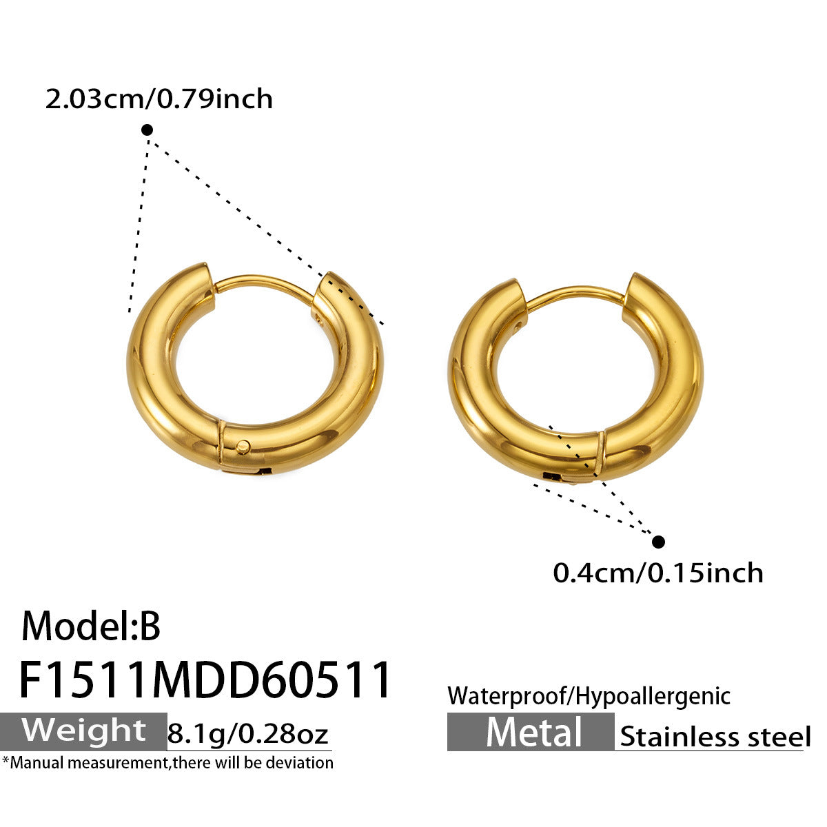 316L Stainless Steel 18K Gold PVD Pearl Round Earrings - Vintage Gold Round Pearl Minimalist Wholesale Stainless Steel Jewelry - Sensitive Skin Friendly - Detail 2