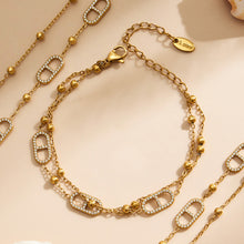 316L Stainless Steel 18K Gold PVD Pig Nose Clasp Zircon Necklace Bracelet - Pig Nose Clasp Zircon Minimalist Necklace Bracelet Wholesale Stainless Steel Jewelry - Sensitive Skin Friendly - Detail 11