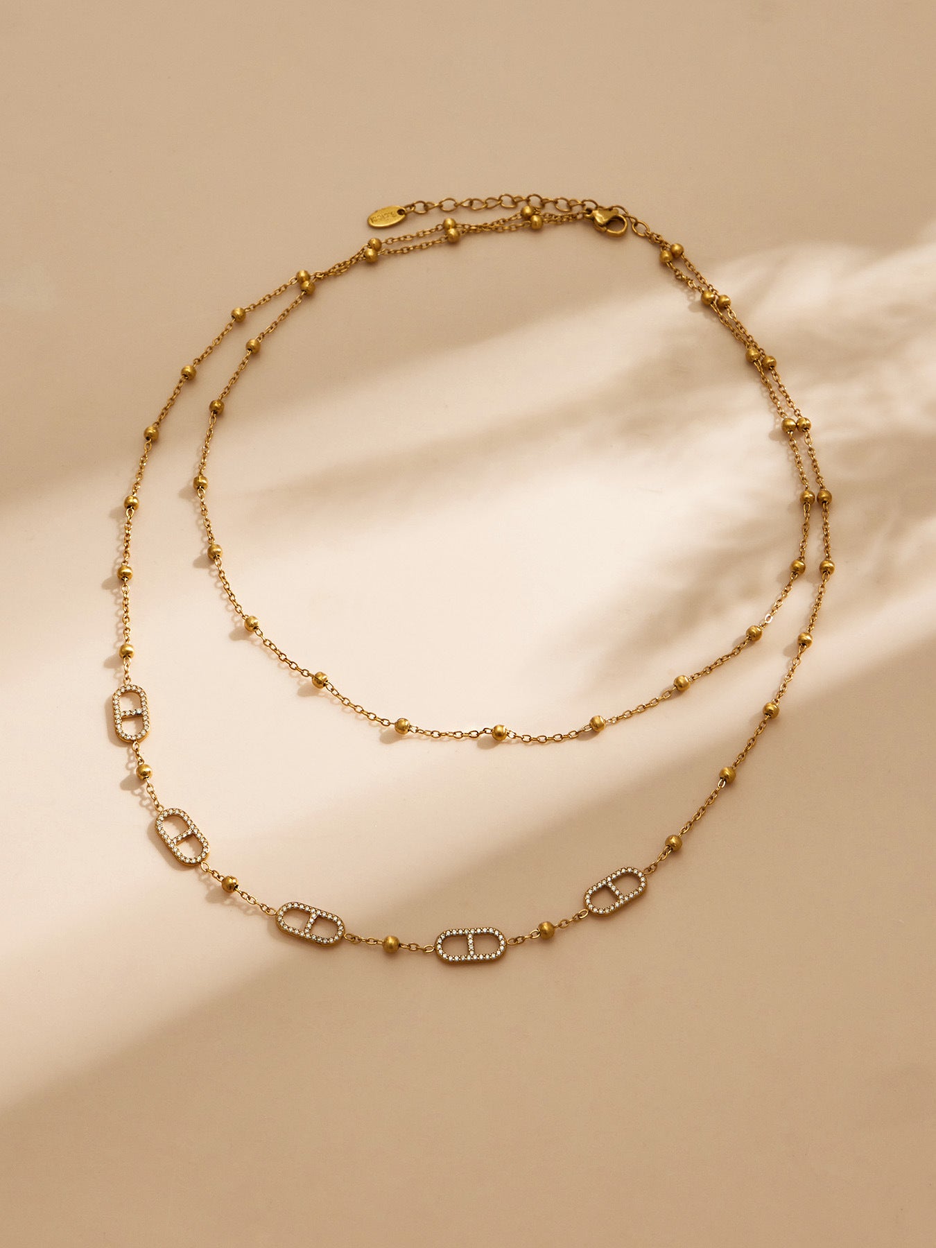 316L Stainless Steel 18K Gold PVD Pig Nose Clasp Zircon Necklace Bracelet - Pig Nose Clasp Zircon Minimalist Necklace Bracelet Wholesale Stainless Steel Jewelry - Sensitive Skin Friendly - Detail 12