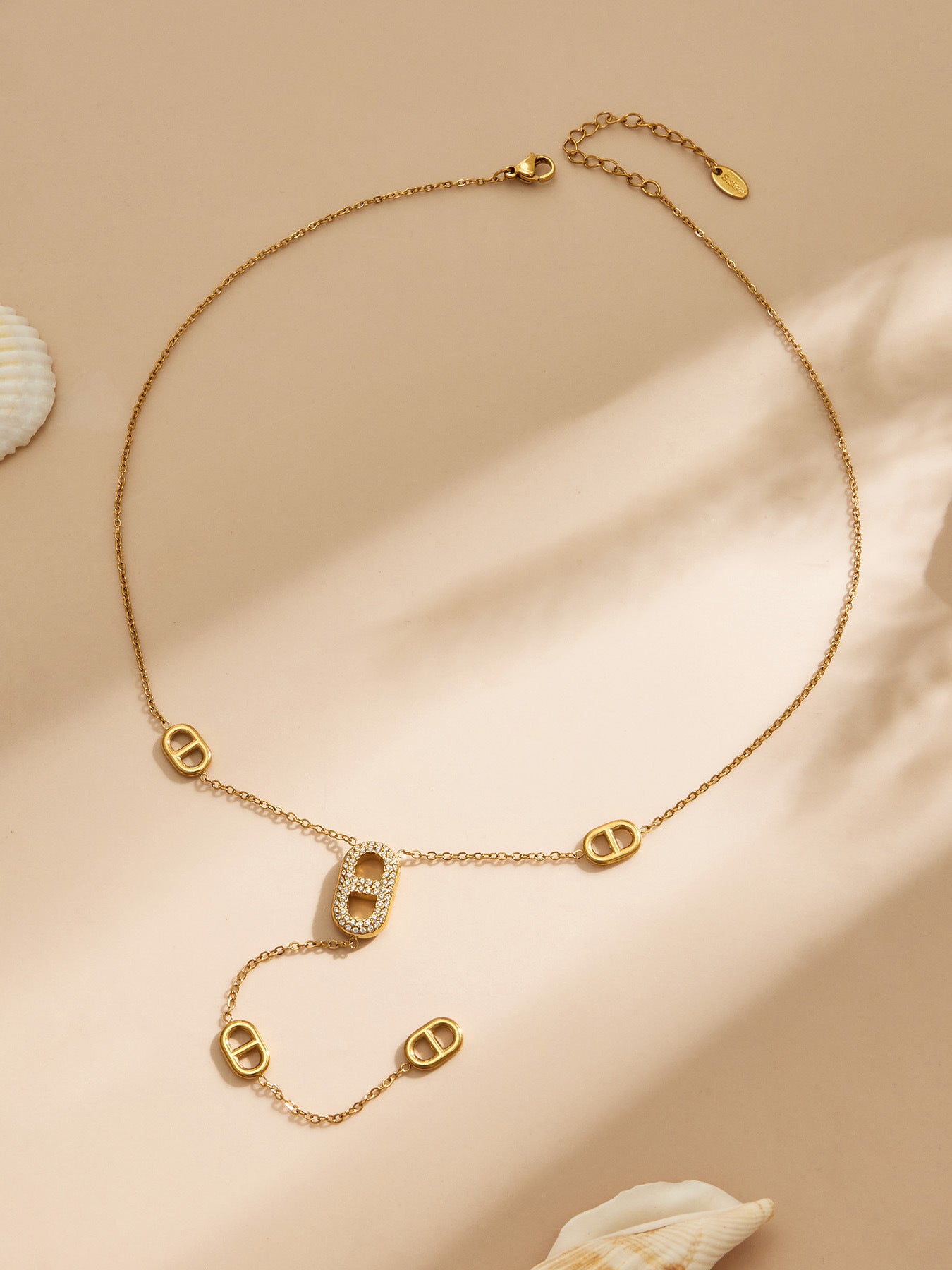 316L Stainless Steel 18K Gold PVD Pig Nose Clasp Zircon Necklace Bracelet - Pig Nose Clasp Zircon Minimalist Necklace Bracelet Wholesale Stainless Steel Jewelry - Sensitive Skin Friendly - Detail 13