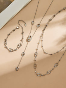 316L Stainless Steel 18K Gold PVD Pig Nose Clasp Zircon Necklace Bracelet - Pig Nose Clasp Zircon Minimalist Necklace Bracelet Wholesale Stainless Steel Jewelry - Sensitive Skin Friendly - Detail 16