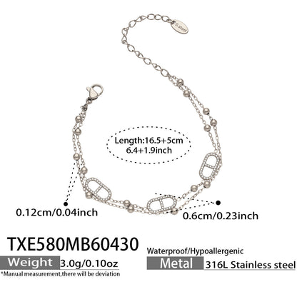 316L Stainless Steel 18K Gold PVD Pig Nose Clasp Zircon Necklace Bracelet - Pig Nose Clasp Zircon Minimalist Necklace Bracelet Wholesale Stainless Steel Jewelry - Sensitive Skin Friendly - Detail 19